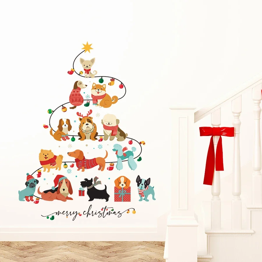 Baby Nursery Tree - Stiker dinding bentuk pohon Natal anjing