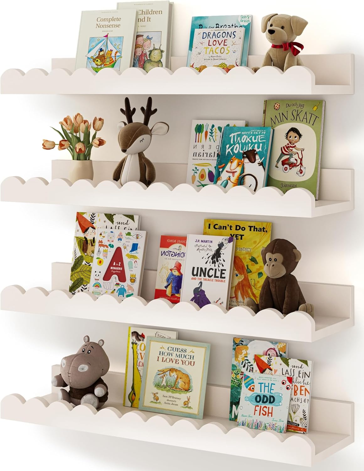 Baby Nursery Floating Shelves - Satu set berisi 4 rak buku