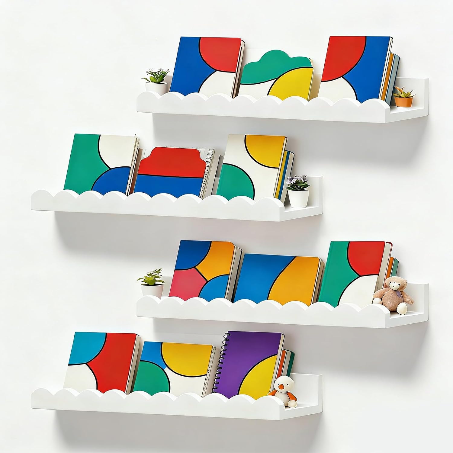 Baby Nursery Floating Shelves - Satu set berisi 4 rak buku
