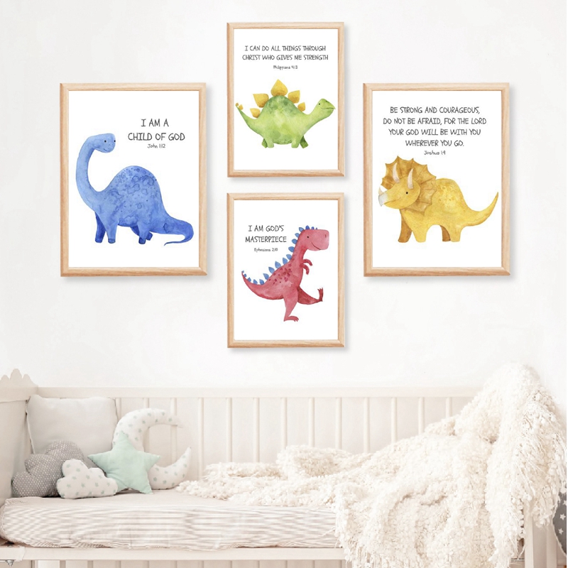 Baby Nursery Quotes - Anak Ayat Alkitab Kutipan Cetakan Dinosaurus