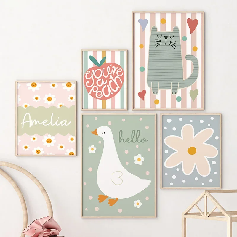 Baby Nursery Wall Art - Lukisan Kanvas Seni Dinding Kamar Bayi
