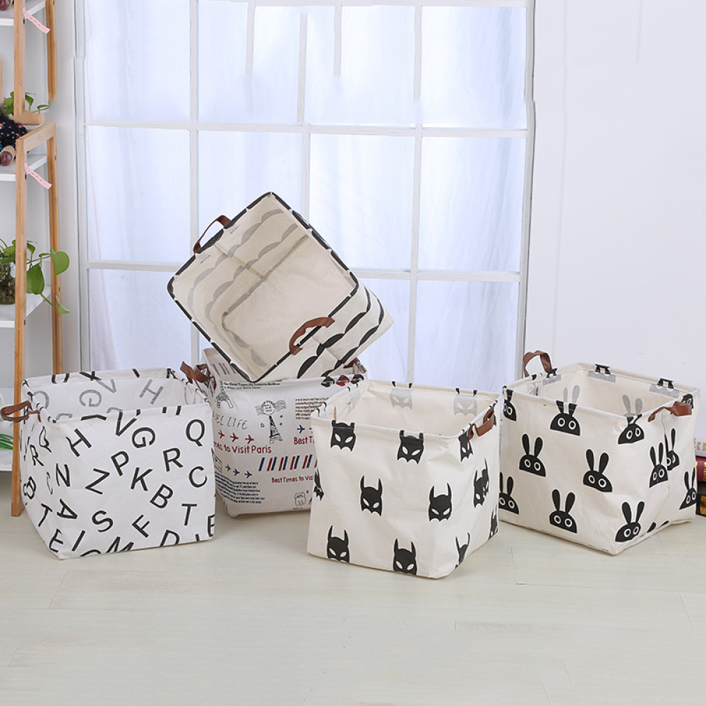 Laundry Hamper Nursery - Keranjang Pakaian Lipat dari Katun Linen,