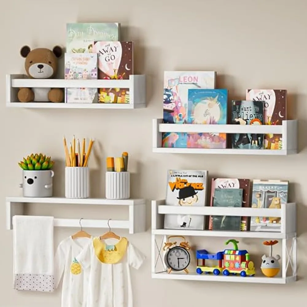 Baby Nursery Floating Shelves - Rak Buku QimCoor Set 4+1, Rak