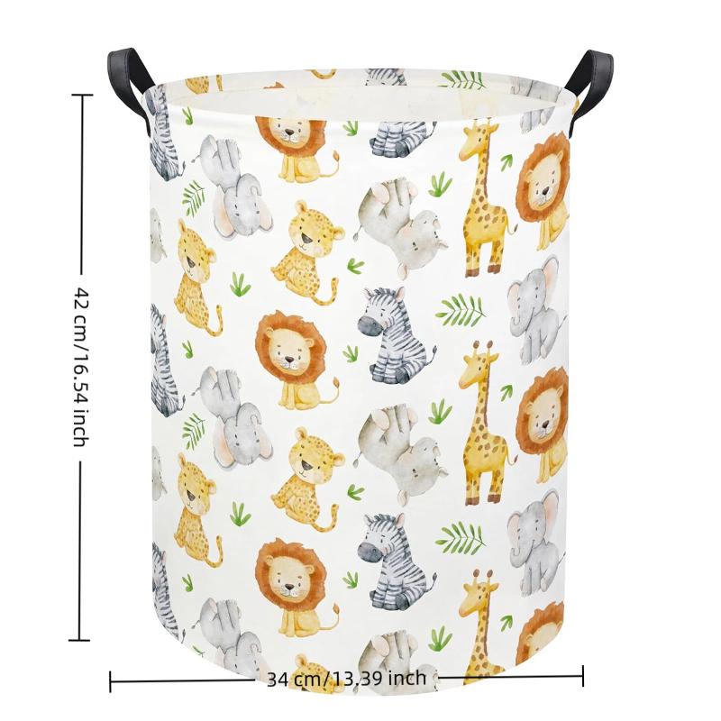 Laundry Hamper Nursery - Keranjang Penyimpanan Lipat Motif Hewan Lucu,