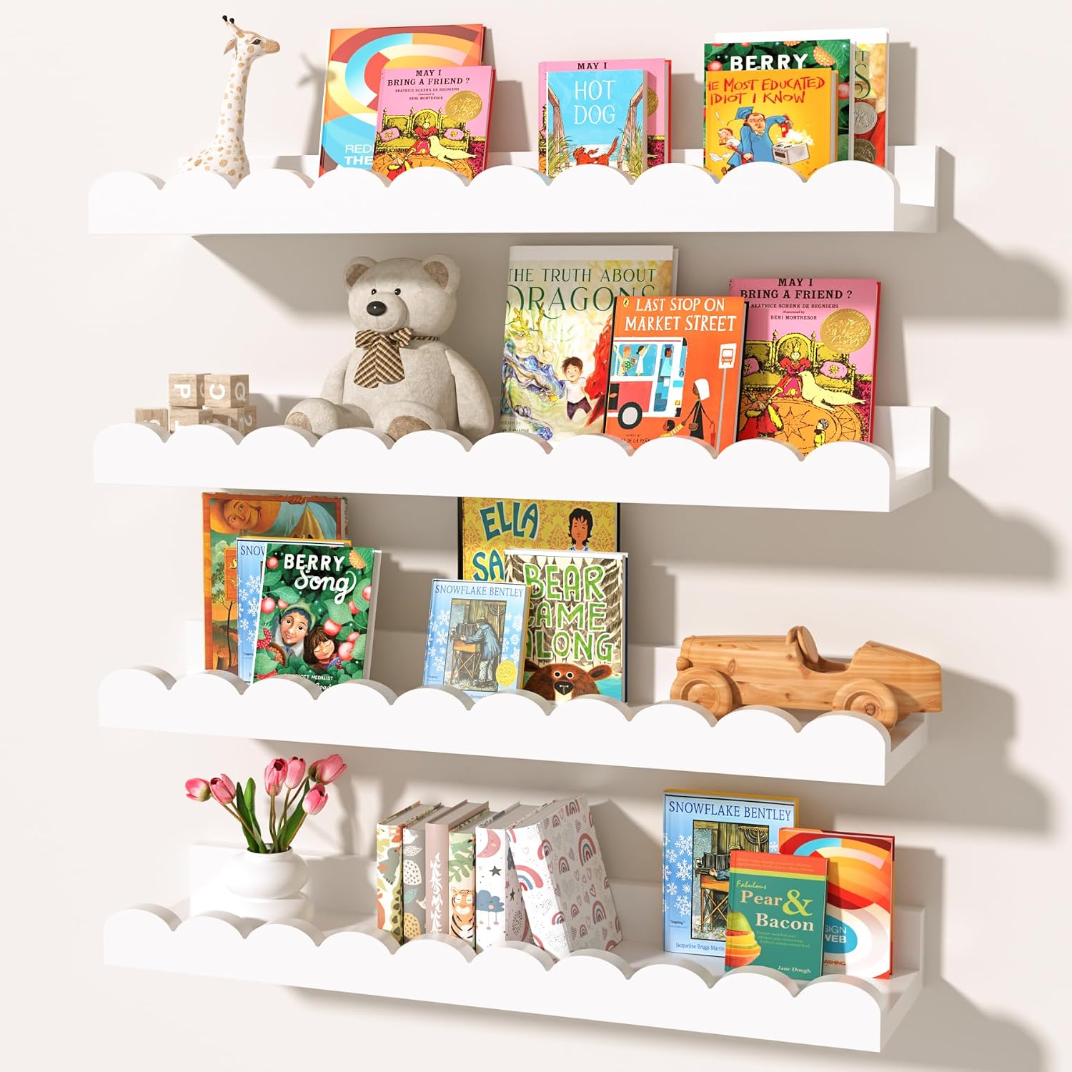 Baby Nursery Floating Shelves - Satu set berisi 4 rak gantung