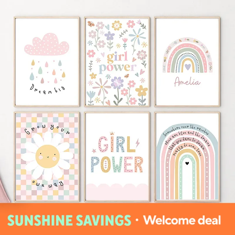 Baby Nursery Wall Art - Lukisan Kanvas Seni Dinding Kamar Anak