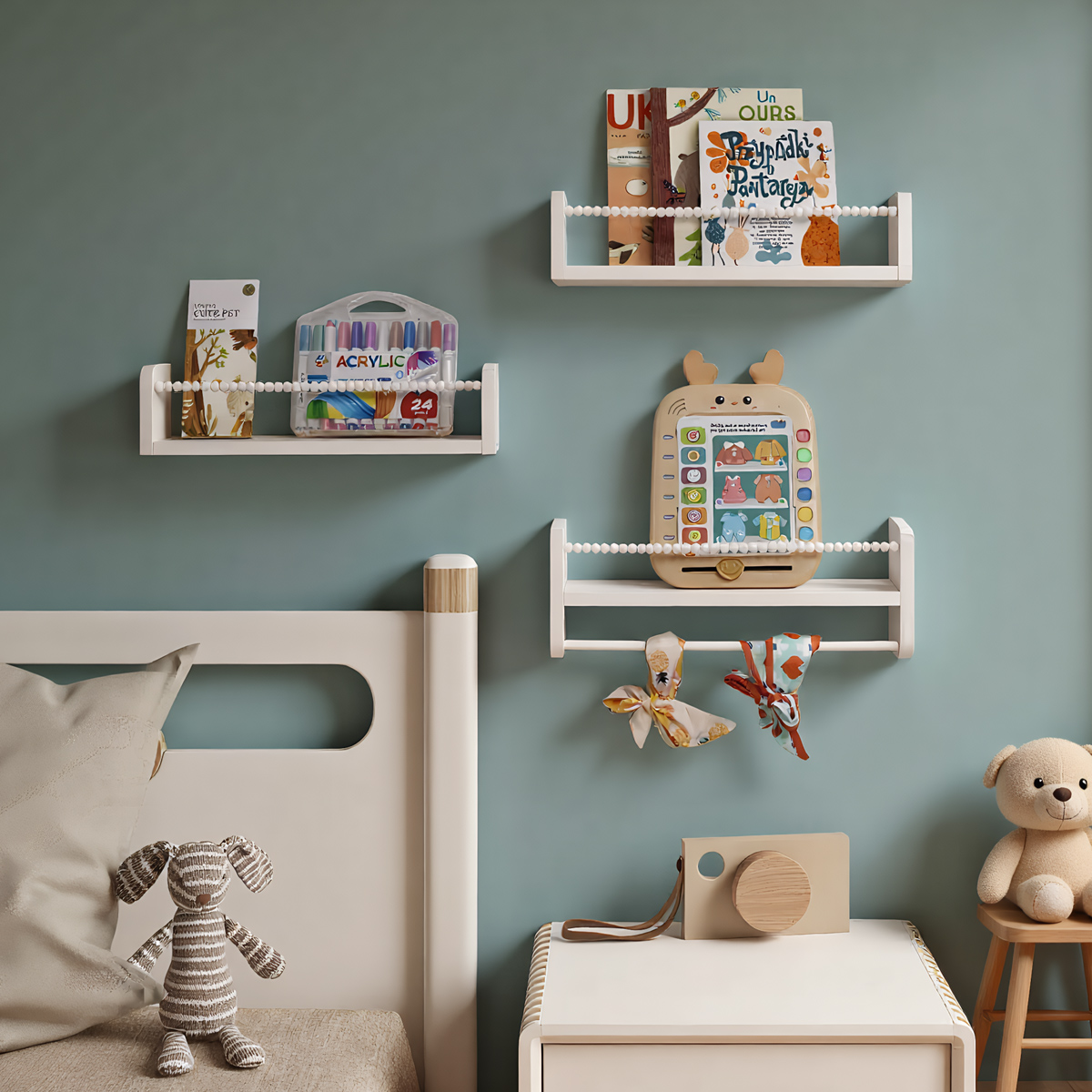 Baby Nursery Floating Shelves - Rak Buku Gantung untuk Dinding, Rak