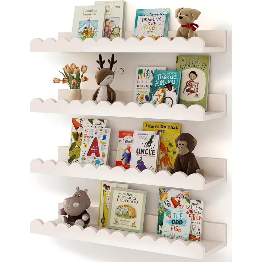 4 Paket Rak Dinding Putih, Rak - Baby Nursery Floating Shelves ulasan dan harga