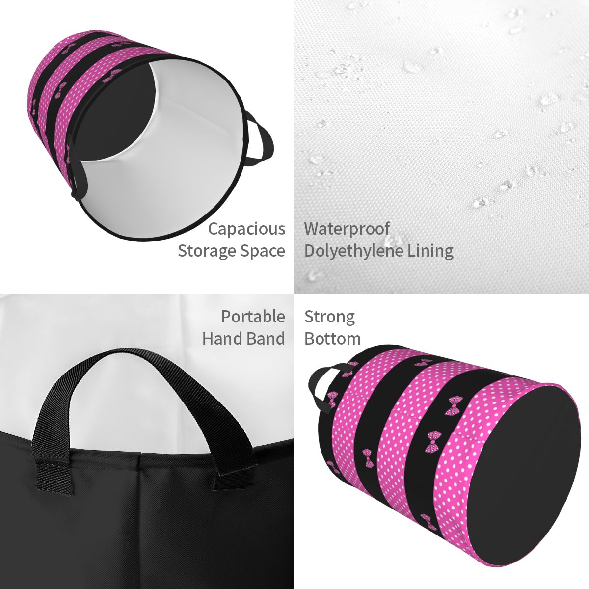 Keranjang cucian kustom Pink M - Laundry Hamper Nursery ulasan dan harga