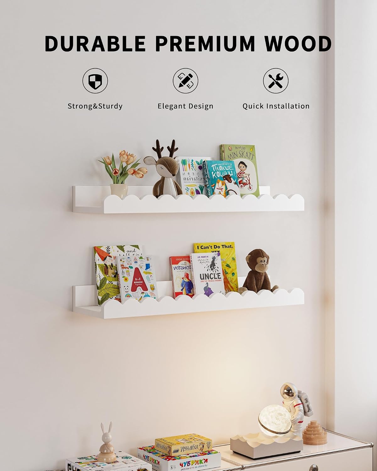 Satu set berisi 4 rak buku ana - Baby Nursery Floating Shelves ulasan dan harga