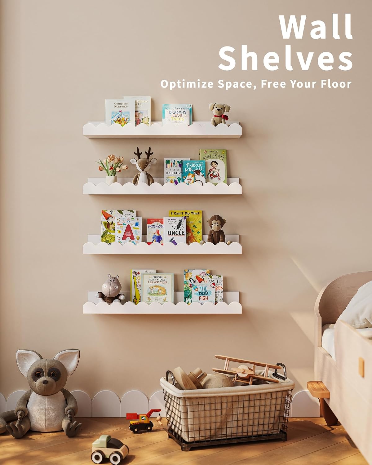 Satu set berisi 4 rak buku ana - Baby Nursery Floating Shelves ulasan dan harga