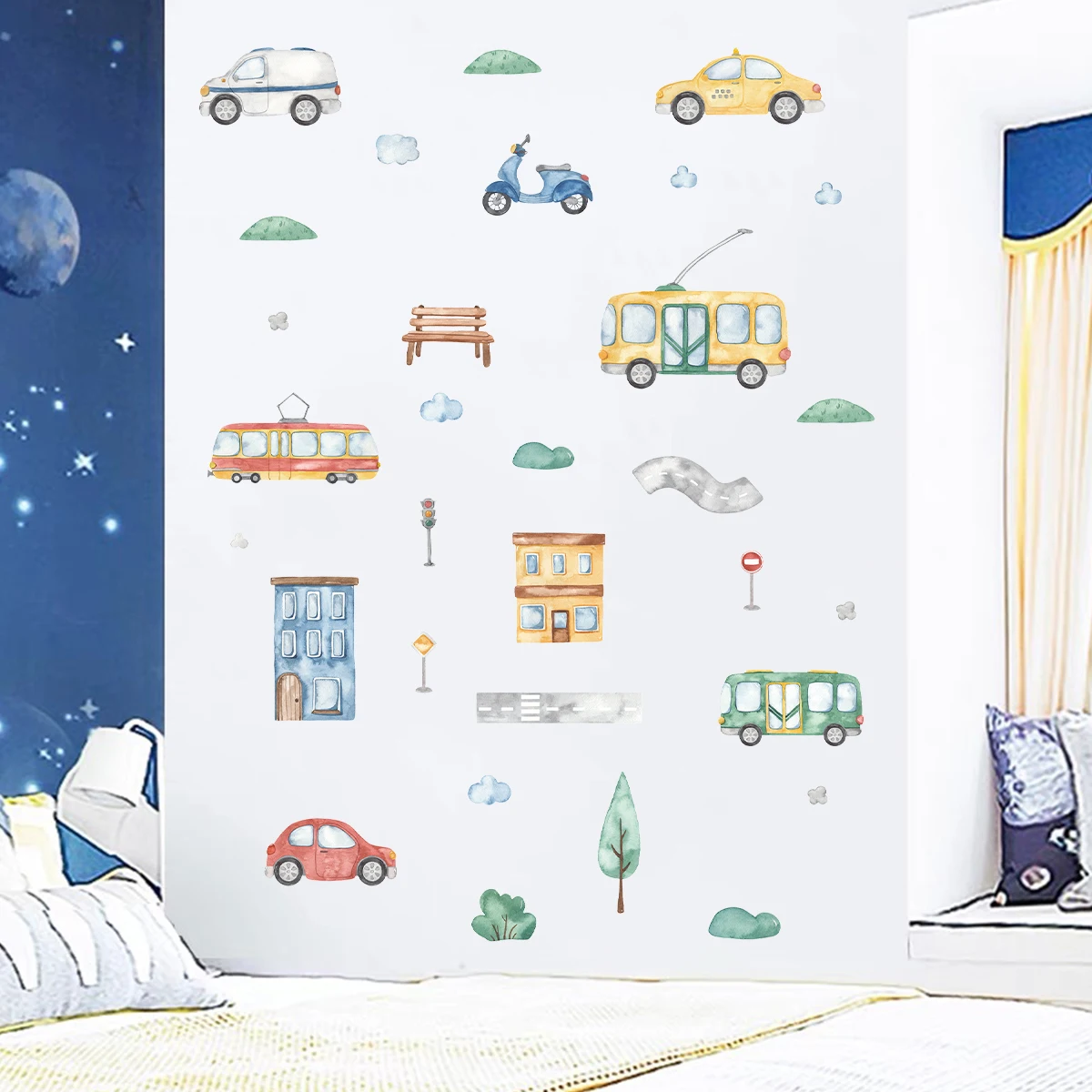 Pohon kartun stiker dinding mo - Baby Nursery Tree ulasan dan harga