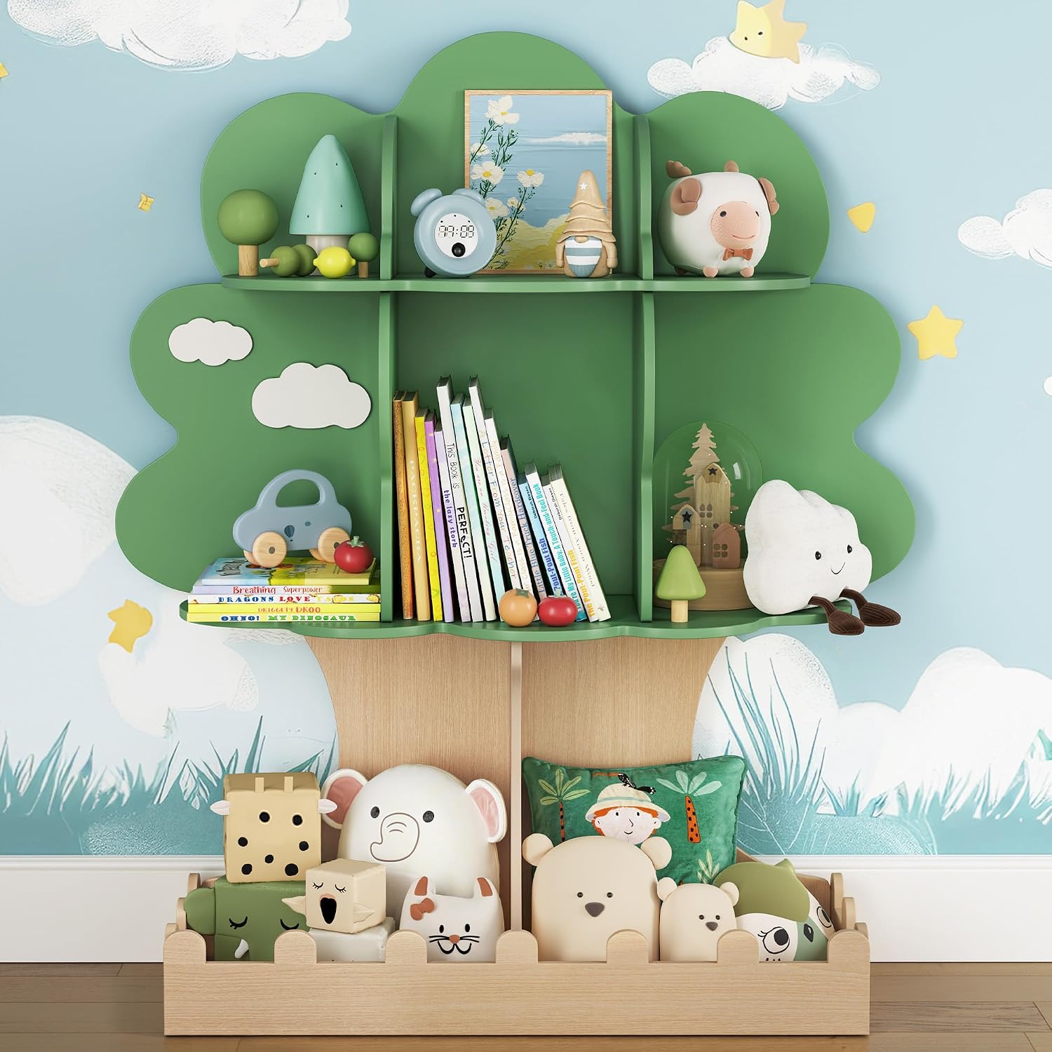 Rak Buku Kayu Montessori untuk - Baby Nursery Tree ulasan dan harga