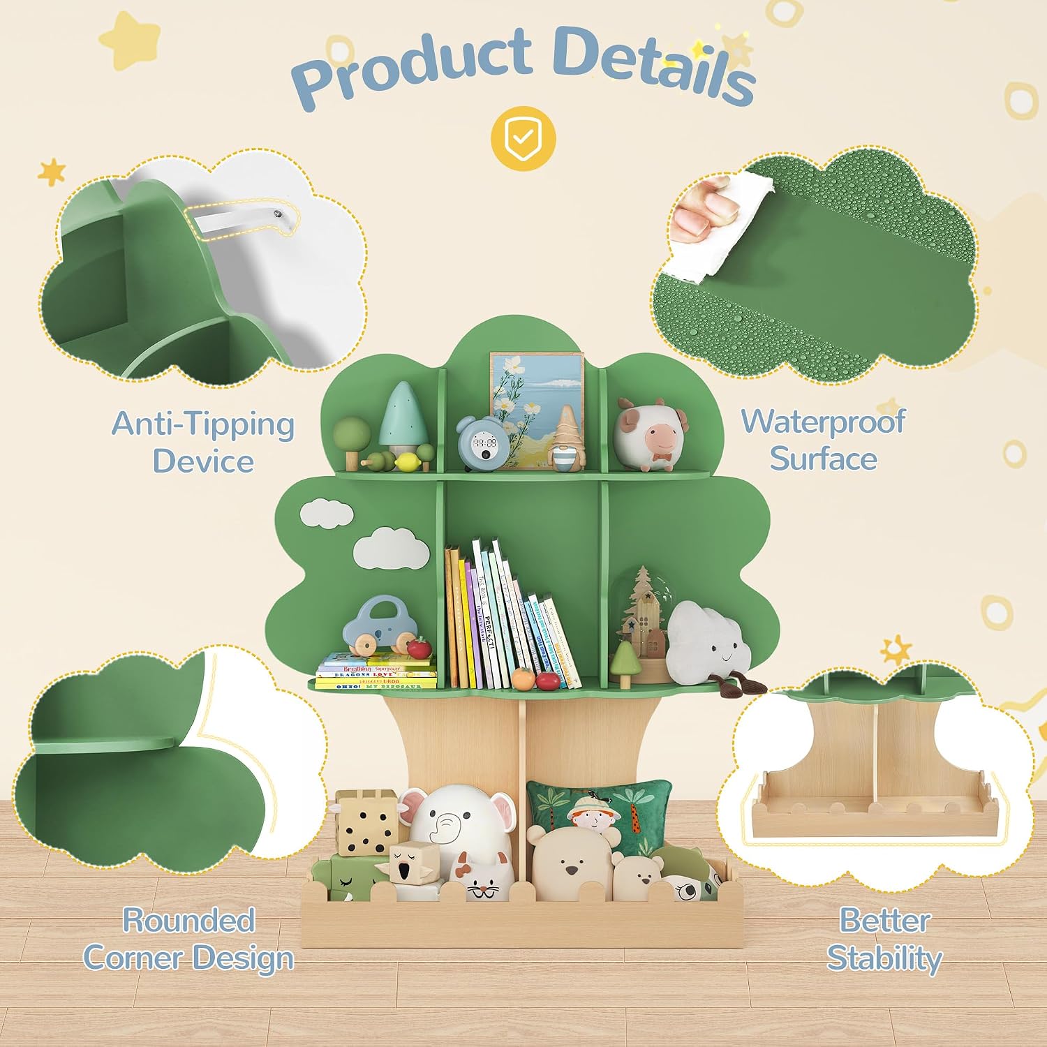 Rak Buku Kayu Montessori untuk - Baby Nursery Tree ulasan dan harga