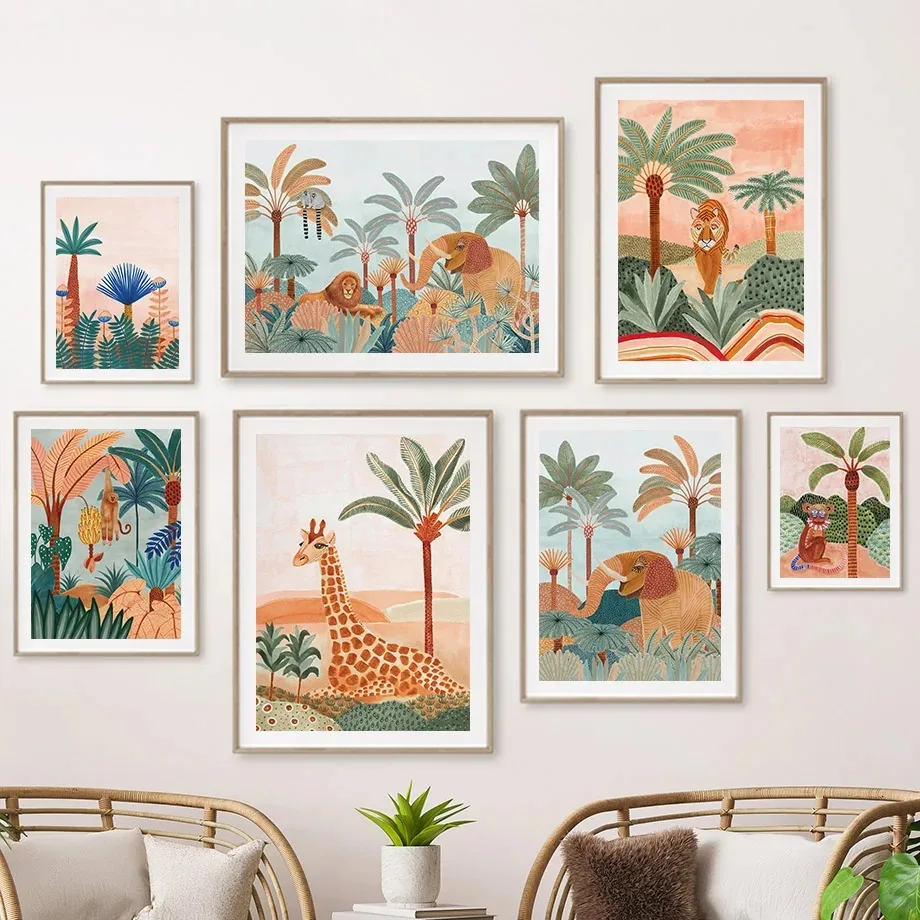 Boho Hewan Hutan Harimau Monye - Baby Nursery Tree ulasan dan harga