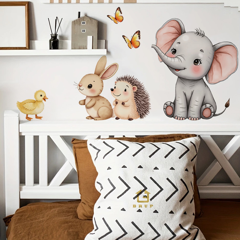 Stiker Dinding Hewan Kartun-St - Baby Nursery Wall Art ulasan dan harga