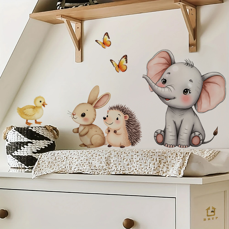 Stiker Dinding Hewan Kartun-St - Baby Nursery Wall Art ulasan dan harga