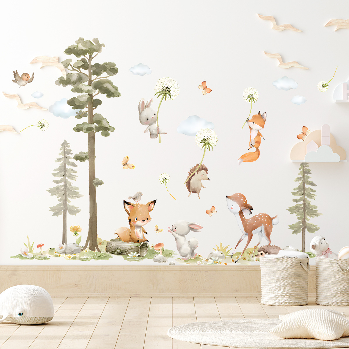 Stiker dinding hewan hutan luc - Baby Nursery Tree ulasan dan harga