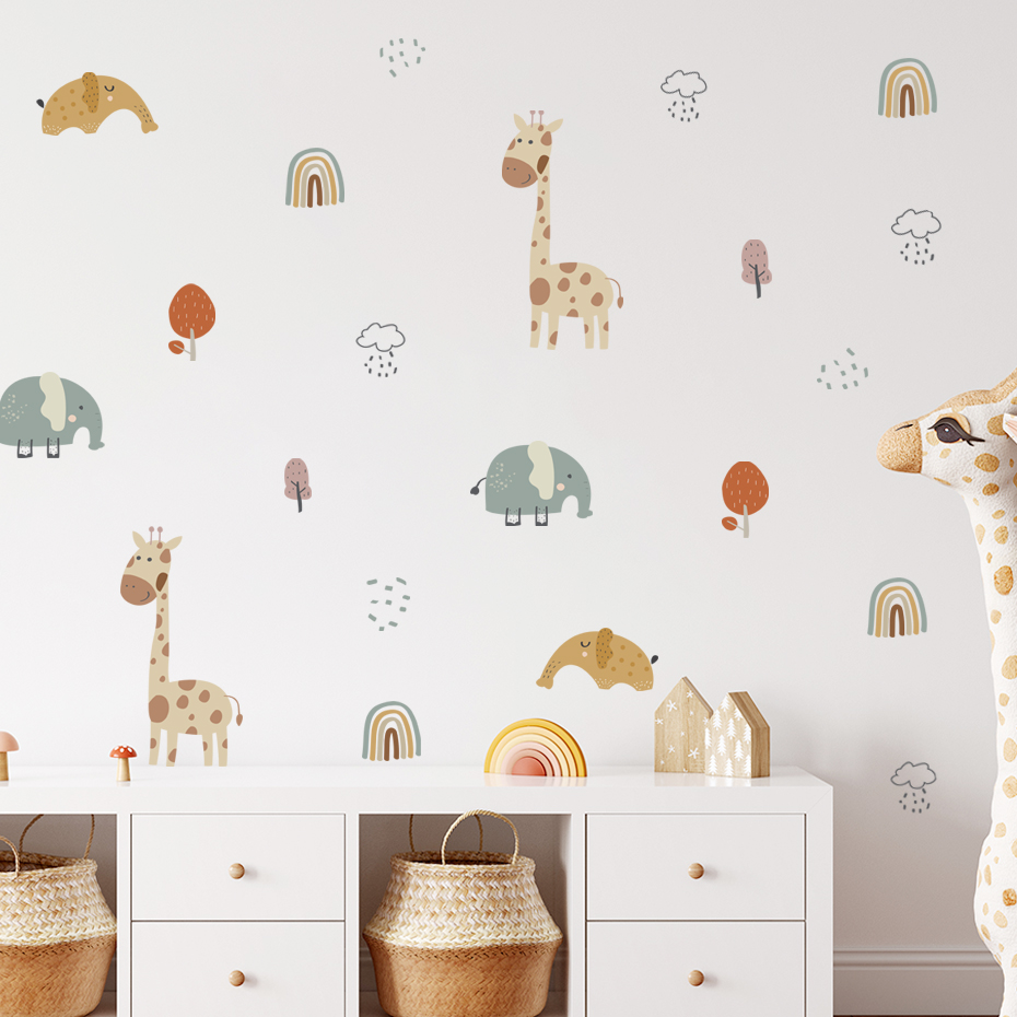 Kartun Jerapah Gajah Hewan Sti - Baby Nursery Tree ulasan dan harga