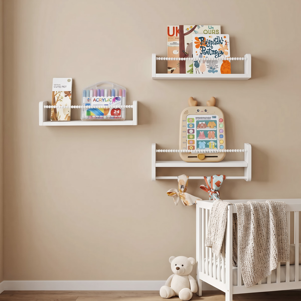 Rak Buku Gantung untuk Dinding - Baby Nursery Floating Shelves ulasan dan harga