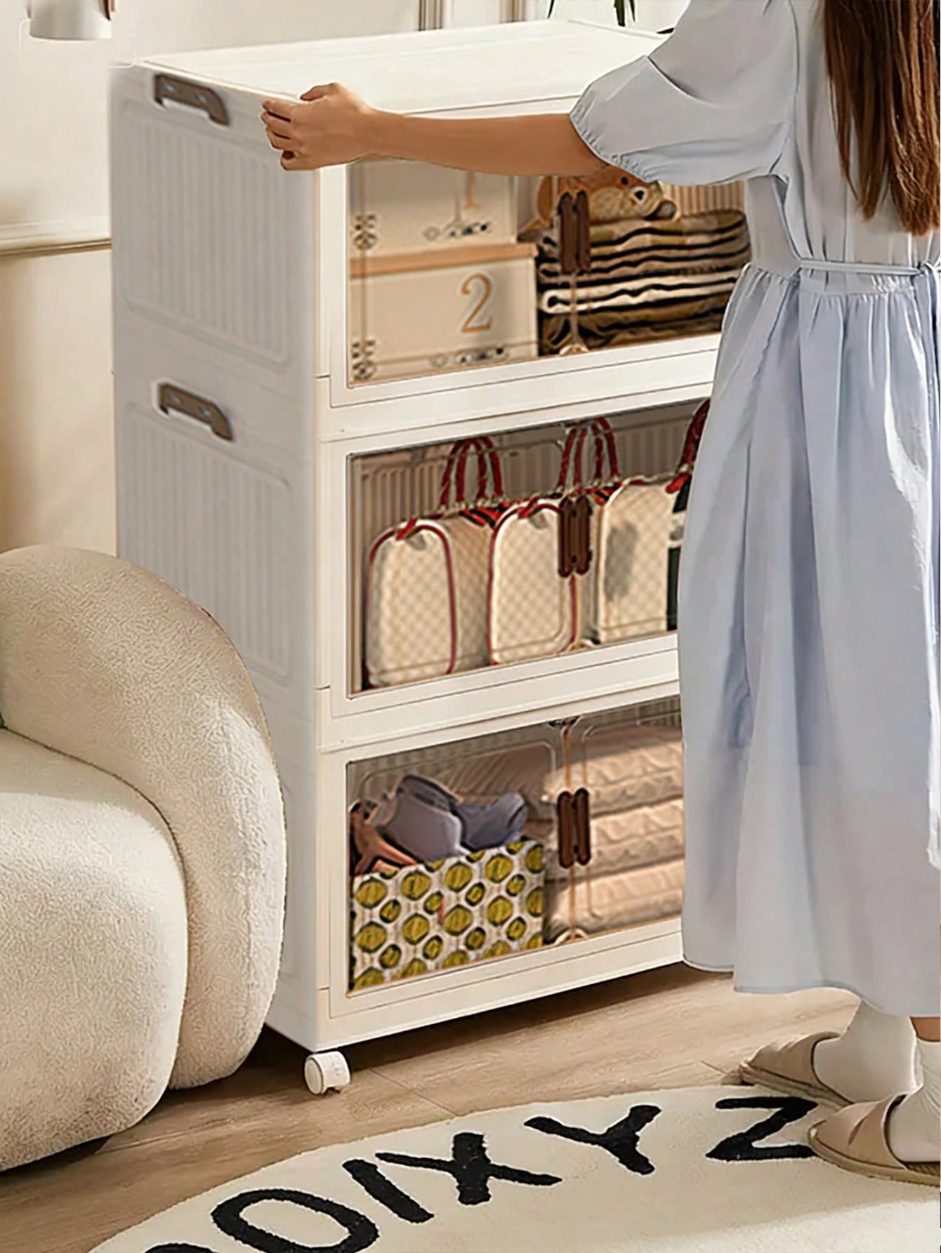 Lemari Penyimpanan Lipat 5 Tin - Drawer Dresser White ulasan dan harga