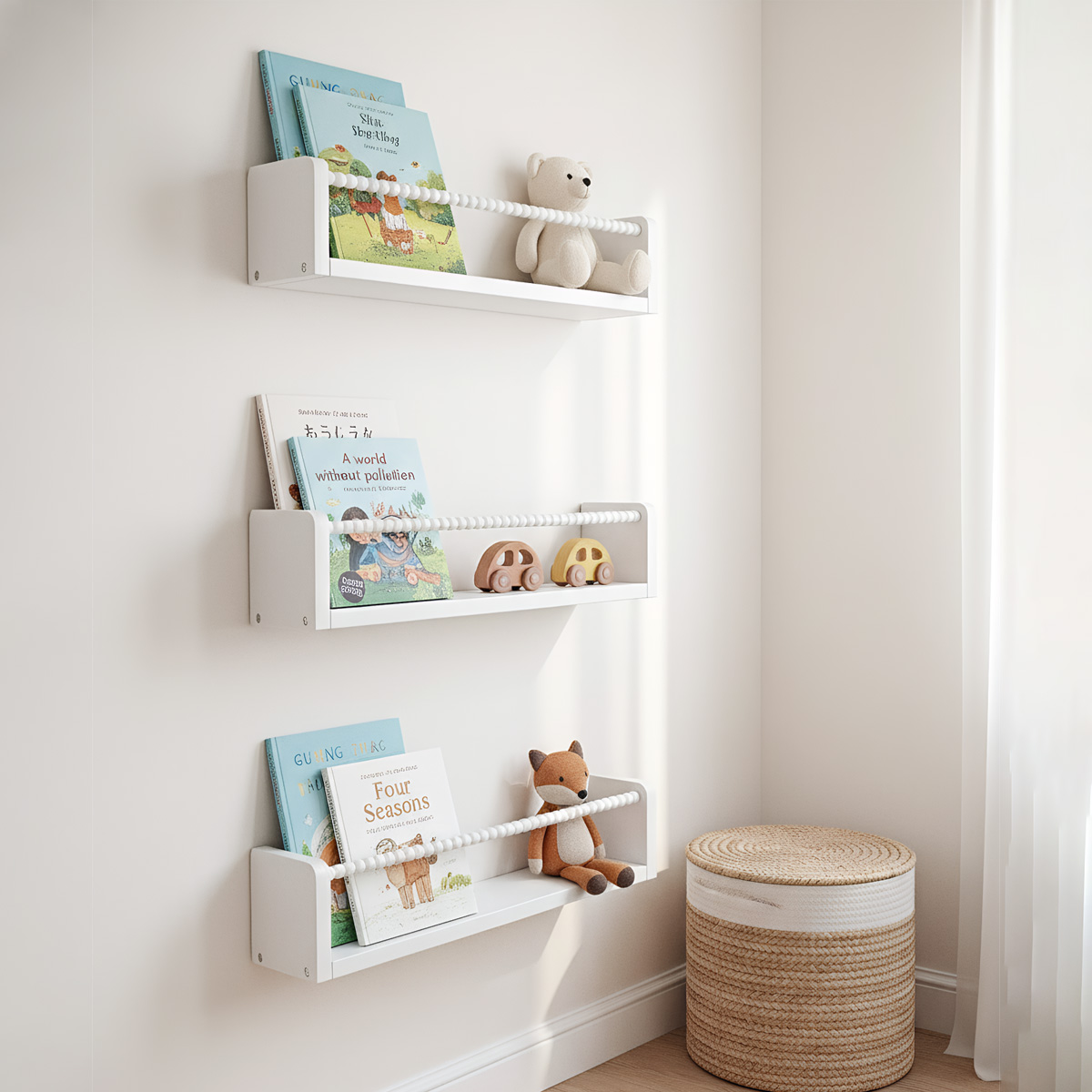 Rak Buku Kayu untuk Kamar Bayi - Baby Nursery Floating Shelves ulasan dan harga